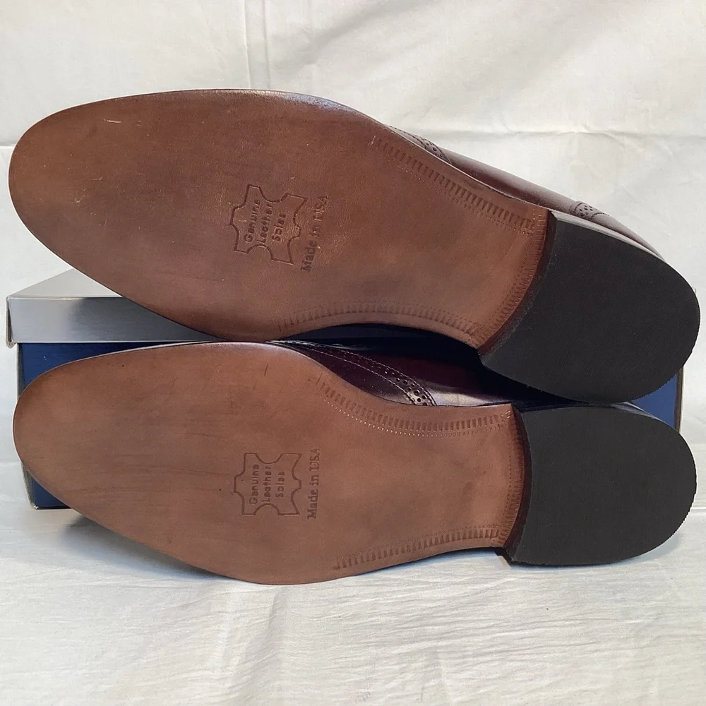 Stafford Vintage Men’s Burgundy Slip on Wingtip Loafers Size 8 1/2 Meade in USA